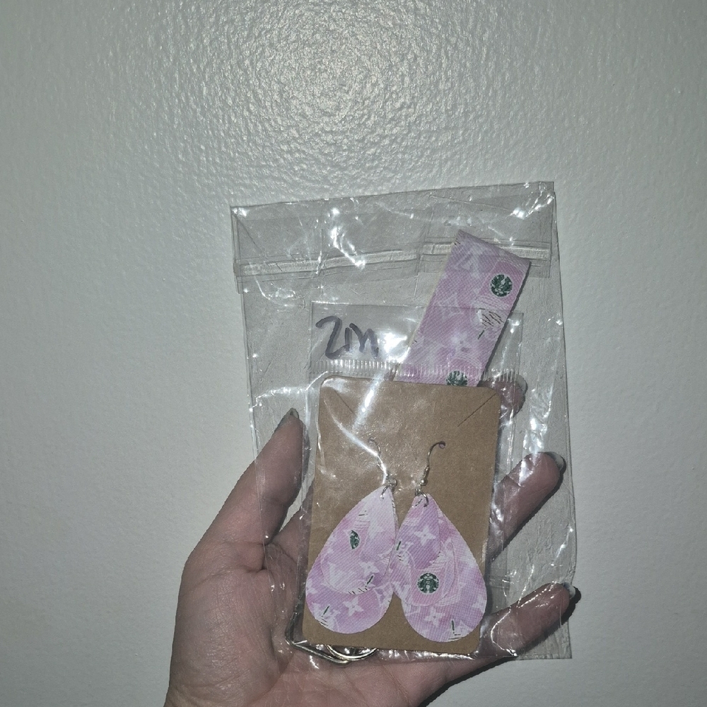 Pink Starbucks Logo Earrings